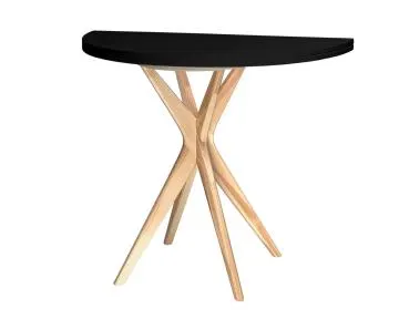 Stół półokrągły CUTTI 90x90 rozkładany czarny/jesion