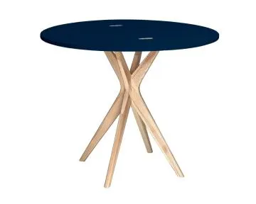 Stół półokrągły CUTTI 90x90 rozkładany granatowy/jesion