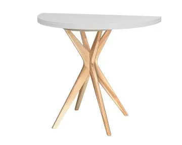 Stół półokrągły CUTTI 90x90 rozkładany jasny szary/jesion