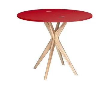 Stół półokrągły CUTTI 90x90 rozkładany czerwony/jesion