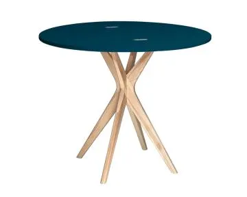 Stół półokrągły CUTTI 90x90 rozkładany petrol blue/jesion