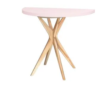 Stół półokrągły CUTTI 90x90 rozkładany różowy/jesion
