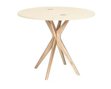 Stół półokrągły CUTTI 90x90 rozkładany kremowy/jesion