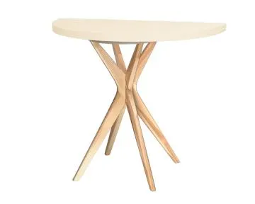 Stół półokrągły CUTTI 90x90 rozkładany kremowy/jesion