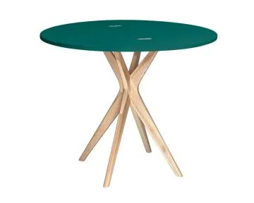 Stół półokrągły CUTTI 90x90 rozkładany zielony/jesion