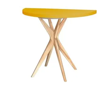 Stół półokrągły CUTTI 90x90 rozkładany żólty/jesion
