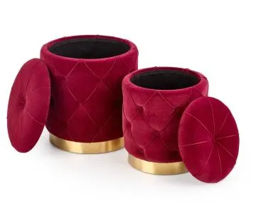 Zestaw puf POLLY VELVET bordowy