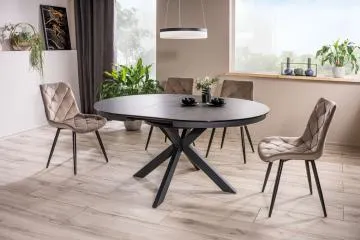 Stół rozkładany PORTO CERAMIC 120(160)x120 ciemnoszary/czarny mat