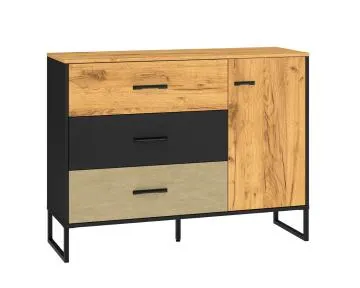 Komoda COLIN 06 1D3S 120 dąb złoty craft/czarna