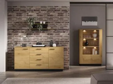 Komoda BRONX 2D4S 170cm dąb/czarna