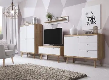 Komoda VIVIERA 3 110 dąb/biała