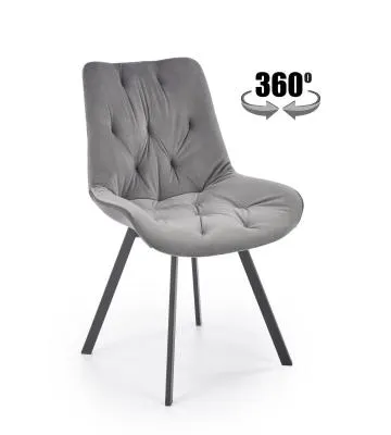 Krzesło tapicerowane K519 VELVET szare obracane