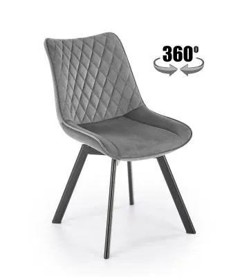 Krzesło tapicerowane K520 VELVET szare obracane
