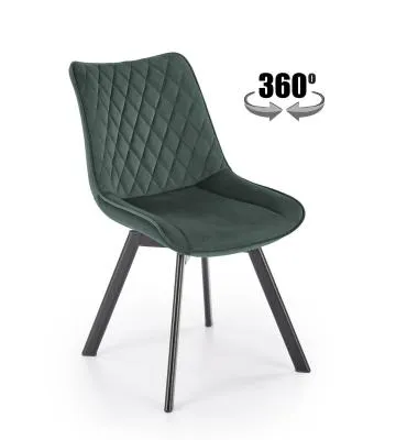 Krzesło tapicerowane K520 VELVET zielone obracane