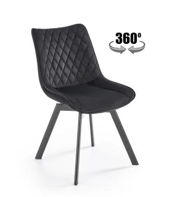 Krzesło tapicerowane K520 VELVET czarne obracane
