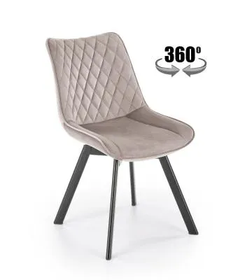 Krzesło tapicerowane K520 VELVET beżowe obracane