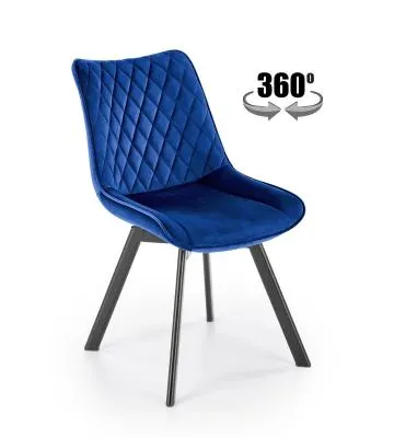 Krzesło tapicerowane K520 VELVET granatowe obracane