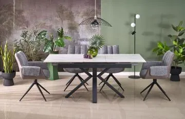 Stół rozkładany PLATAN 140(180)x85 biały marmur/czarny