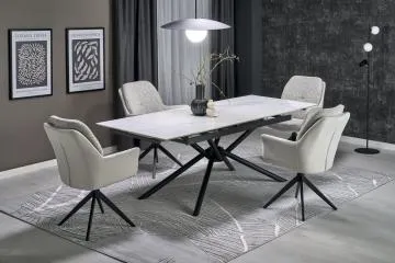 Stół rozkładany VITORINO 160(220)x90 biały marmur