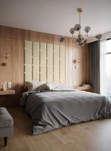 Zestaw 24 paneli tapicerowanych QUADRATTA 180x180 beżowy