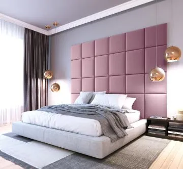 Zestaw 24 paneli tapicerowanych QUADRATTA 240x180 różowy