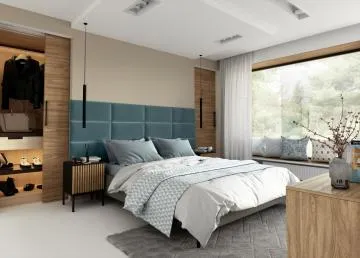 Zestaw 12 paneli tapicerowanych QUADRATTA 240x90 morski