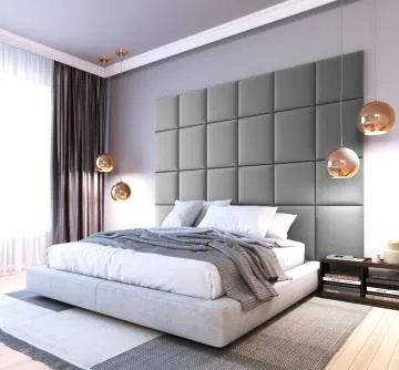 Zestaw 24 paneli tapicerowanych QUADRATTA 240x180 jasnoszary