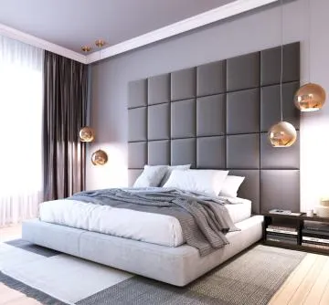 Zestaw 24 paneli tapicerowanych QUADRATTA 240x180 szary