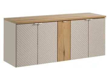 Szafka pod umywalkę nablatową VIVA CASHMERE 2D 60cmx2 kaszmirowy mat - zestaw 140cm z regałem