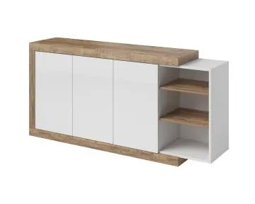 Komoda SINTRA 3D 180cm dąb samdal/biały połysk