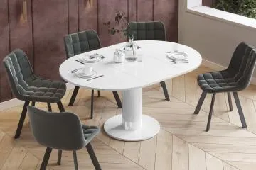 Stół rozkładany SOLO LUX 100(144)x100 biały połysk