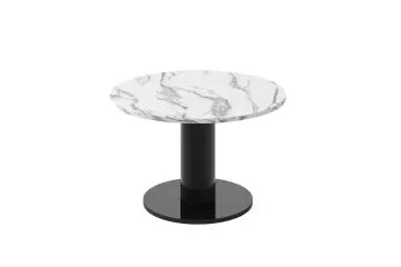 Stolik kawowy SOLO MINI ⌀80cm biały marmur połysk/czarny