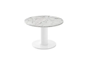 Stolik kawowy SOLO MINI ⌀80cm jasny marmur połysk/biały