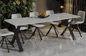 Stół rozkładany X 130(210)x80 biały połysk