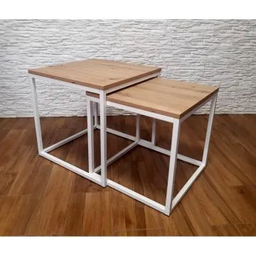 Stolik kawowy 2w1 CUBE dąb craft/biały