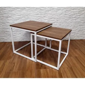Stolik kawowy 2w1 CUBE orzech/biały