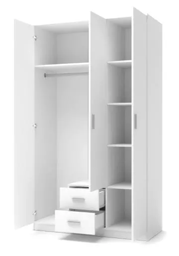 Szafa trzydrzwiowa LIMA S-3 120cm biały połysk z lustrem