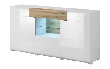 Komoda TOLEDO 160 3D1S biała połysk/dąb san remo