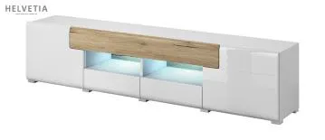 Szafka RTV TOLEDO 2D4S 208 biała połysk/dąb san remo