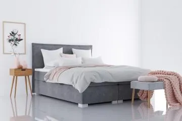 Łóżko kontynentalne VADUZ 180x200 granatowe velvet z pojemnikiem