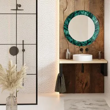 Lustro okrągłe MORENA TROPICAL 100cm ciemne zielone