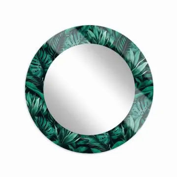 Lustro okrągłe MORENA TROPICAL 70cm ciemne zielone