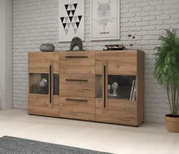 Komoda przeszklona TULSA 2D3S 180 dąb