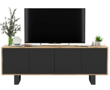 Szafka RTV NILA 7 150 dąb wotan/czarny mat