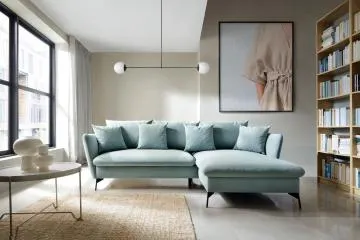Narożnik z funkcją spania LINDA VELVET miętowy prawy/lewy