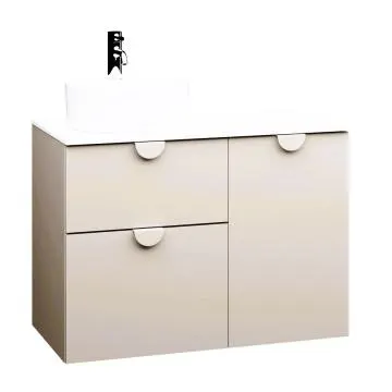 Szafka pod umywalkę COCO 90 cm kaszmir półmat z koszem na pranie