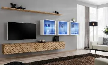 Meblościanka SWITCH LAMEL XVII dąb wotan/biała