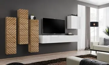 Meblościanka SWITCH LAMEL III dąb wotan/biała