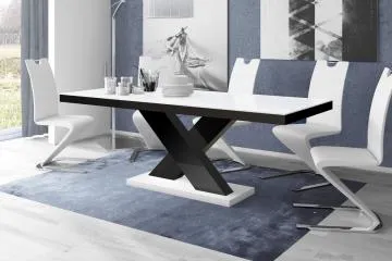 Stół rozkładany XENON 160(208)x89 biały połysk/czarny połysk