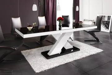 Stół XENON LUX 160(256)x89 czarny połysk/biały połysk rozkładany